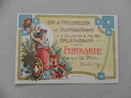 Karte Erlenbach BE Bern Schützenfest 1910 Helvetia Erotik