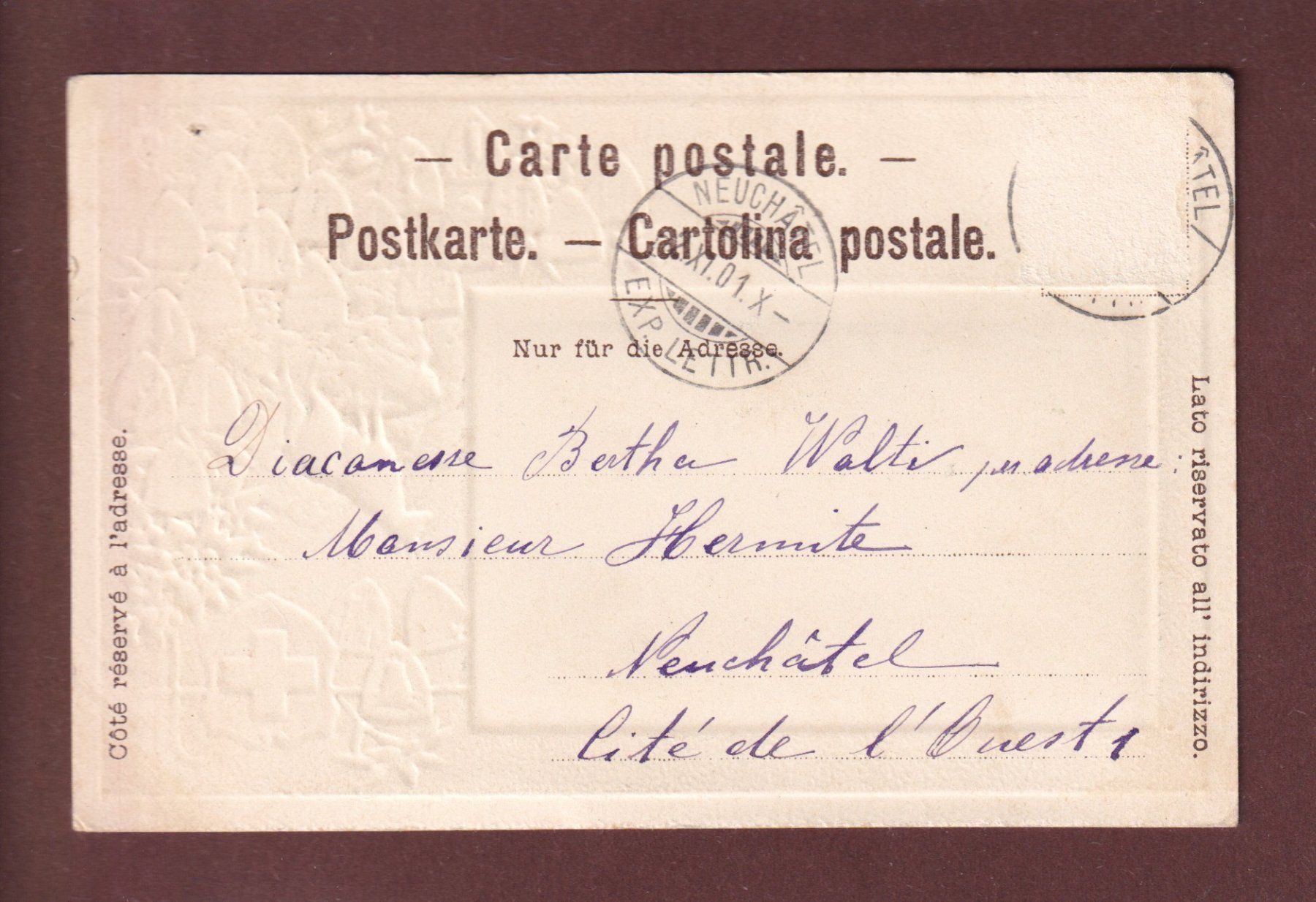 Cartoline postali: NEUCHÂTEL vu du lac - 1901 // trou // – Usato da Pully venduto da nicecards 1