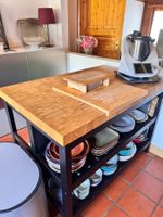 VADHOLMA Kücheninsel IKEA – Schwarz/Eiche inkl. 2 Barhocker