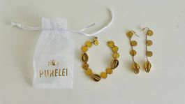 Purelei Set Ohrringe und Armband gold Shell