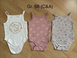 3 süsse C&A Sommer Bodys, Gr. 68, Top Zustand!