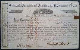 Aktie: Cleveland, Painesville & Ashtabula R.R. Co. Scr. 1856