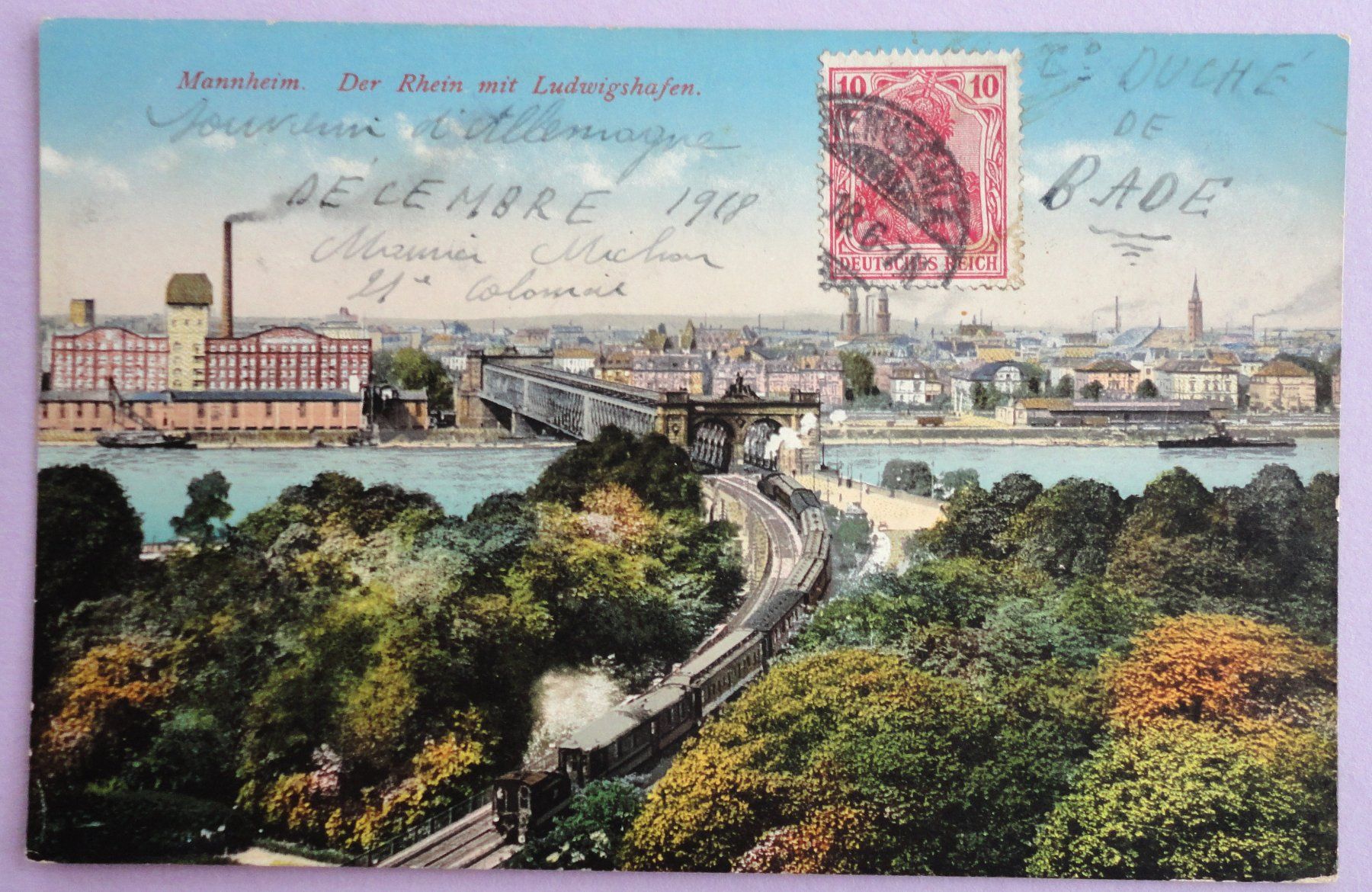 Cartoline postali: Mannheim - Der Rhein mit Ludwigshafen – Difettoso da Fétigny venduto da Billy2miny