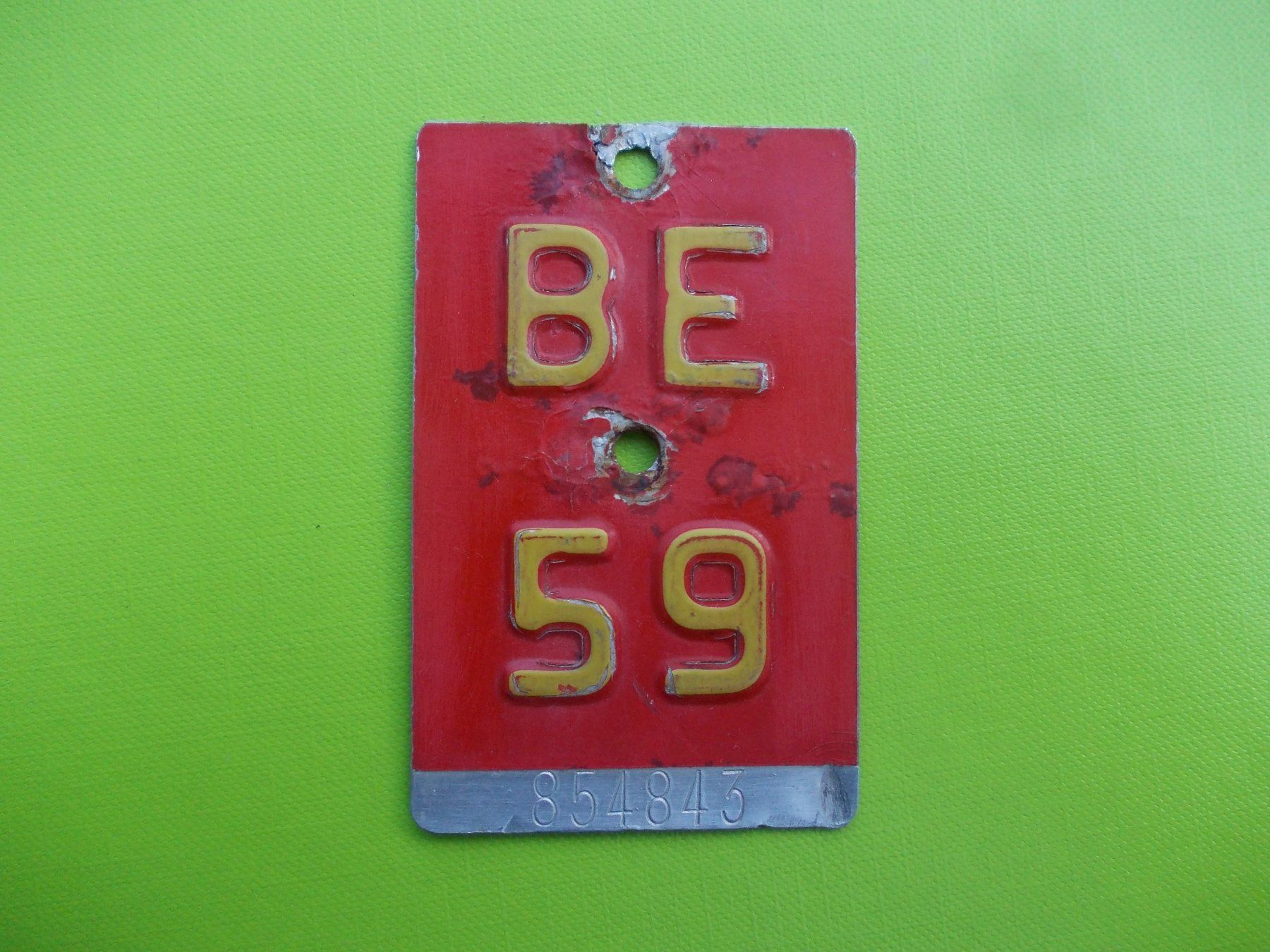 Schilder: Velonummer / Fahrradnummer BE 59 – Gebraucht aus Gsteigwiler von HORMIGA21