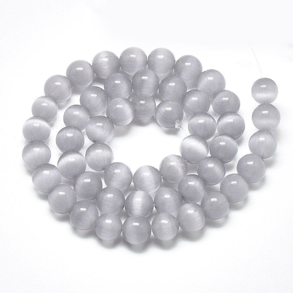 Perlen (unechte): Cateye Katzenauge Glasperlen grau 8mm – Neu (gemäss Beschreibung) aus Alpnachstad von perlengaby 1