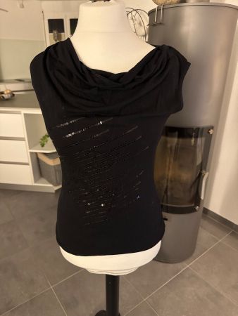 Schwarzes Anna Field Shirt Pailletten Gr. 38