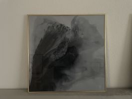 Zwei moderne Bilder mit Goldrahmen, Gr. 50x50
