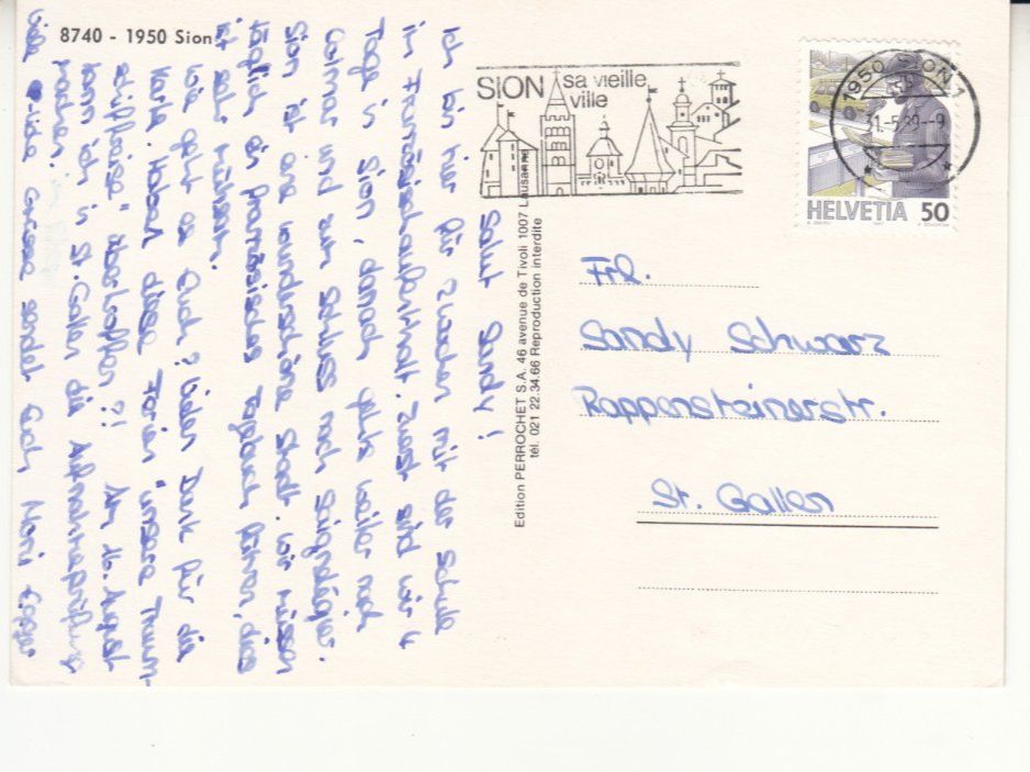 Ansichtskarten: Sion 1989 – Gebraucht aus Bürglen TG von StampGraf 1