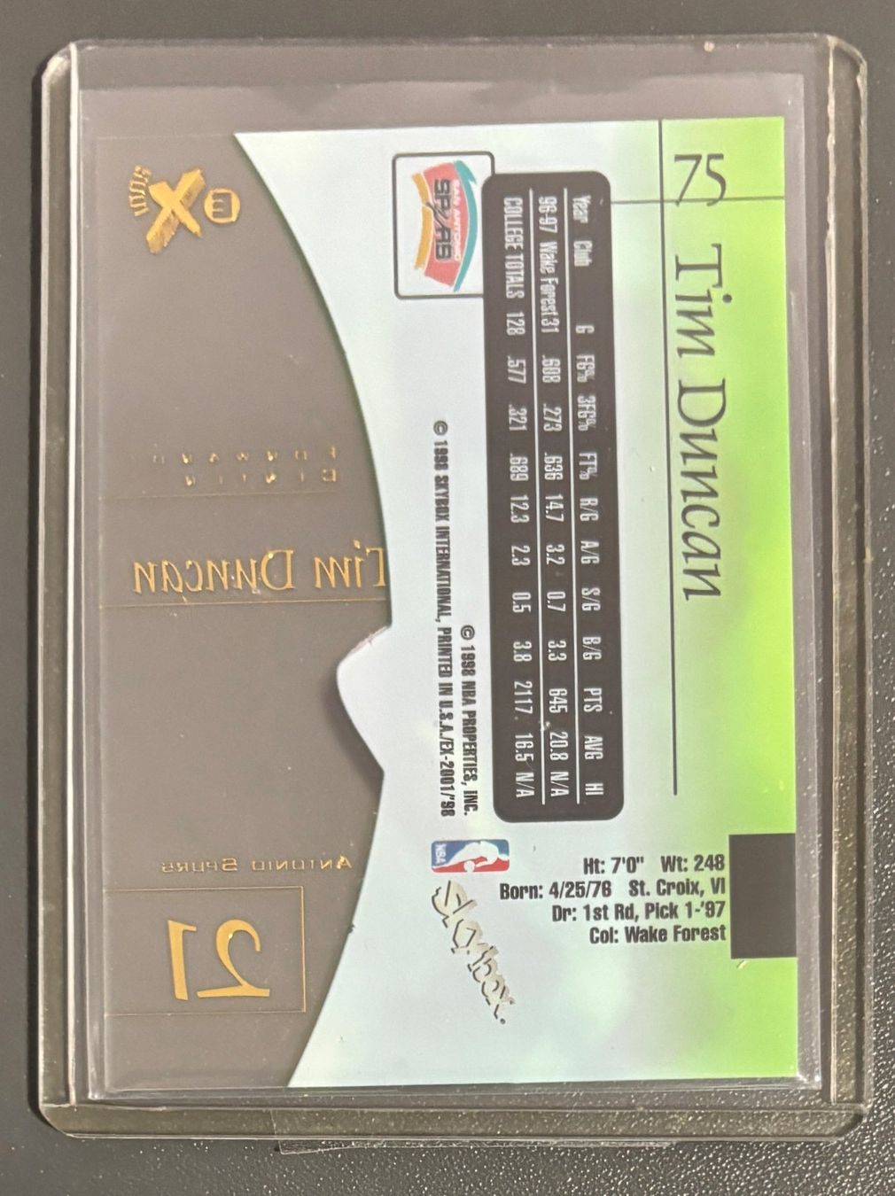 Nba Carte collezionabili: NBA Tim Duncan 1997-98 Skybox E-X2001 Rookie Card – Nuovo (secondo la descrizione) da Muri b. Bern venduto da winningloser 1