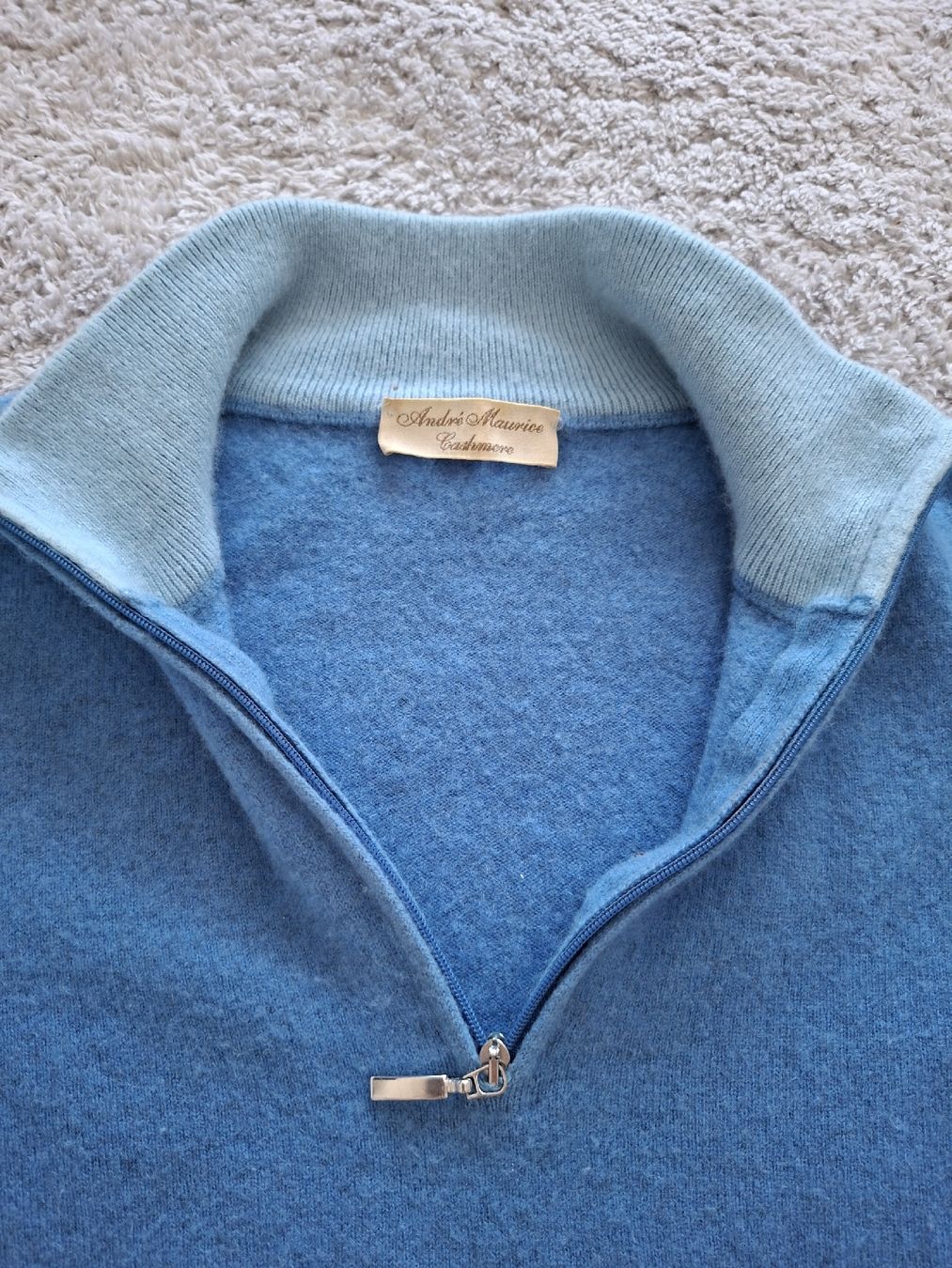 Pulls & Sweat-shirts: Pull zippé André Maurice Cachemire bleu clair  – D'occasion à Renens VD par ser_j2fn 1