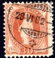 1902 STEHENDE HELVETIA 30 RP SBK 68E GESTEMPELT - DD289