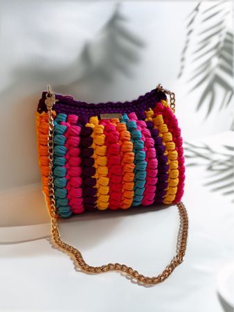 Handmade Crochet Shoulder Bag - Unique Design, Spring!