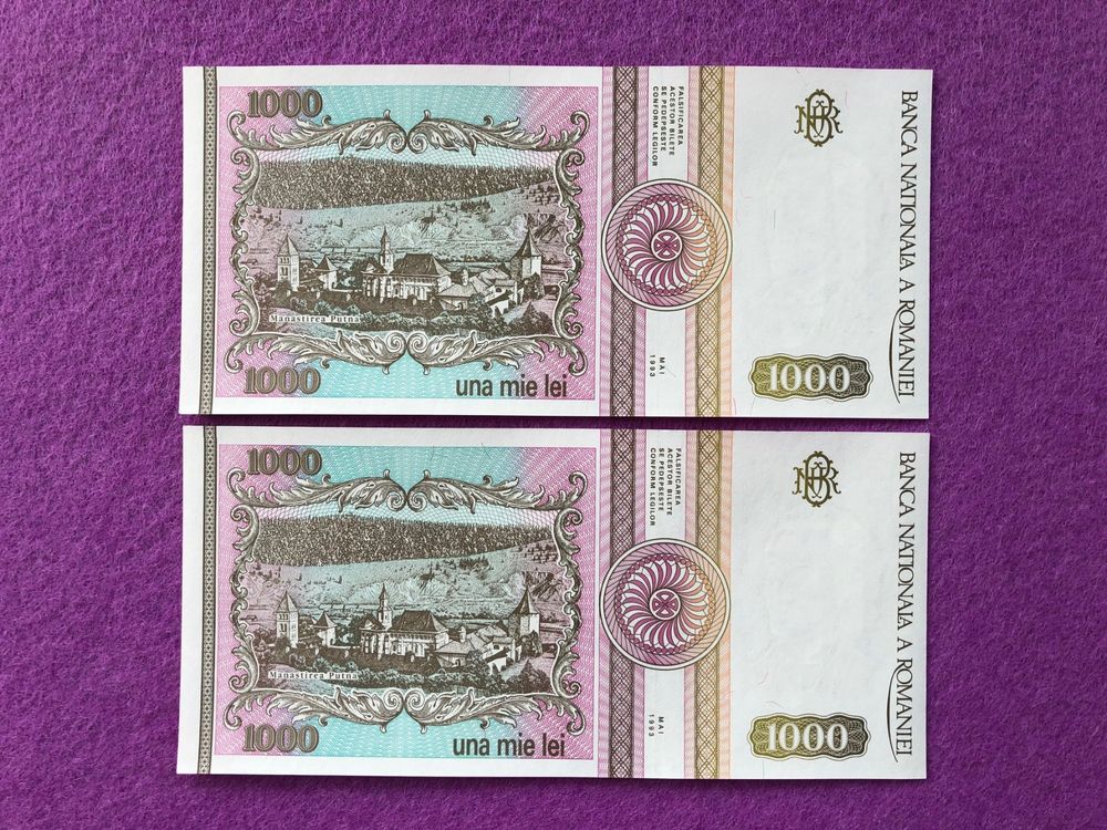 Romania - Rumänien - 2x1000 Lei - Mihai Eminescu UNC | Kaufen auf Ricardo