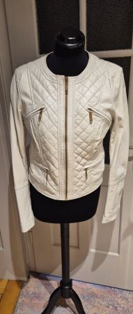 Elegante, weisse Leder Jacke, Grösse S / M