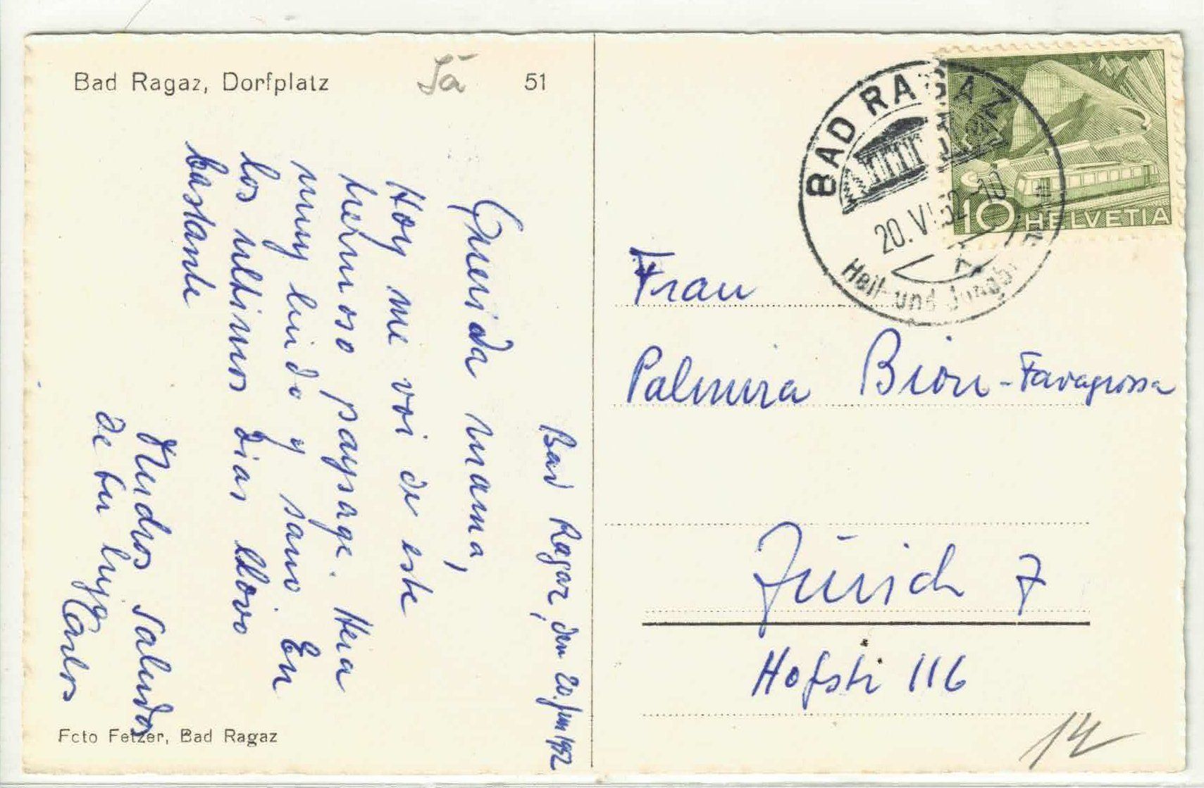 Cartoline postali: Bad Ragaz - Dorfplatz - animee – Usato da Ettingen venduto da Kartenplanet 1
