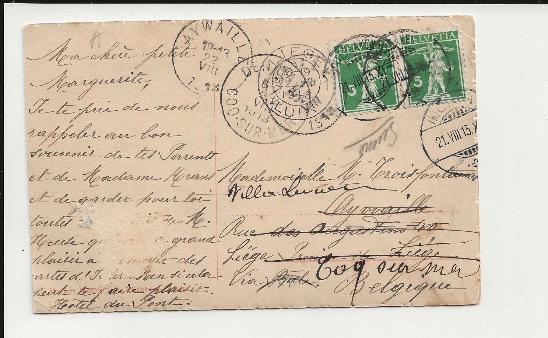 Cartoline postali: AK 1913  Interlaken, Höhematte, Jungfrau – Usato da Greifensee venduto da 315WDO 1