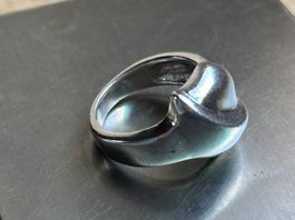 Silberring Blatt_Kaffebohne Designerring Gr. 55