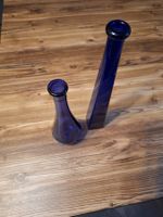 2x Blaue Glasvasen, Deko