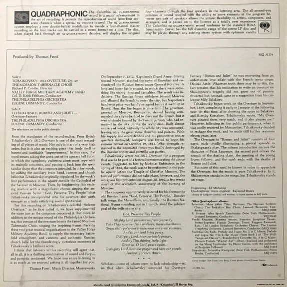 Dischi in vinile: Tchaikovsky/PO/Ormandy: 1812 Overture LP Quadro – Nuovo (secondo la descrizione) da Steinhausen venduto da Vilivinili 1