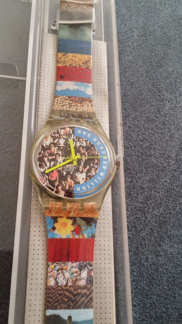 Swatch Uhren: Swatch One Hundred Million Jubiläums-Uhr – Neu und originalverpackt aus Zürich von sendbad