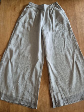 Pantalon palazzo gris CH34 voile de ramie