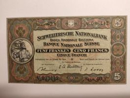 Sehr schöne 5 Franken Note 1949, Top Zustand, Rarität!