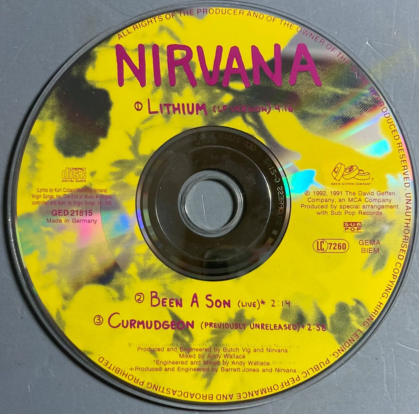 CD: NIRVANA - LITHIUM – Usato da Poliez-Pittet venduto da Newtown-Records 1