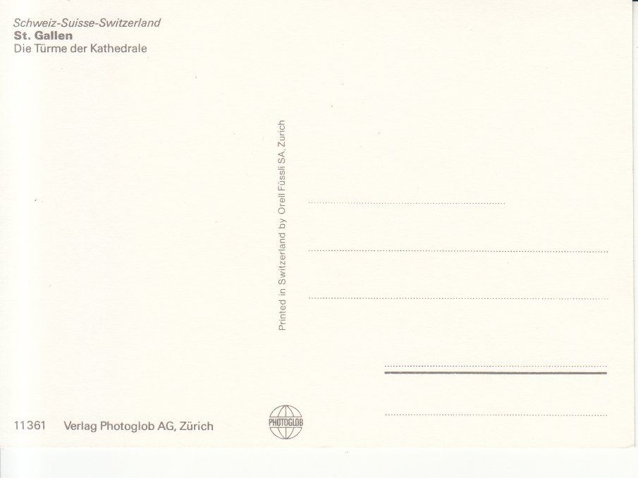 Cartoline postali: St. Gallen Kathedrale ca. 1970 – Usato da Bürglen TG venduto da StampGraf 1