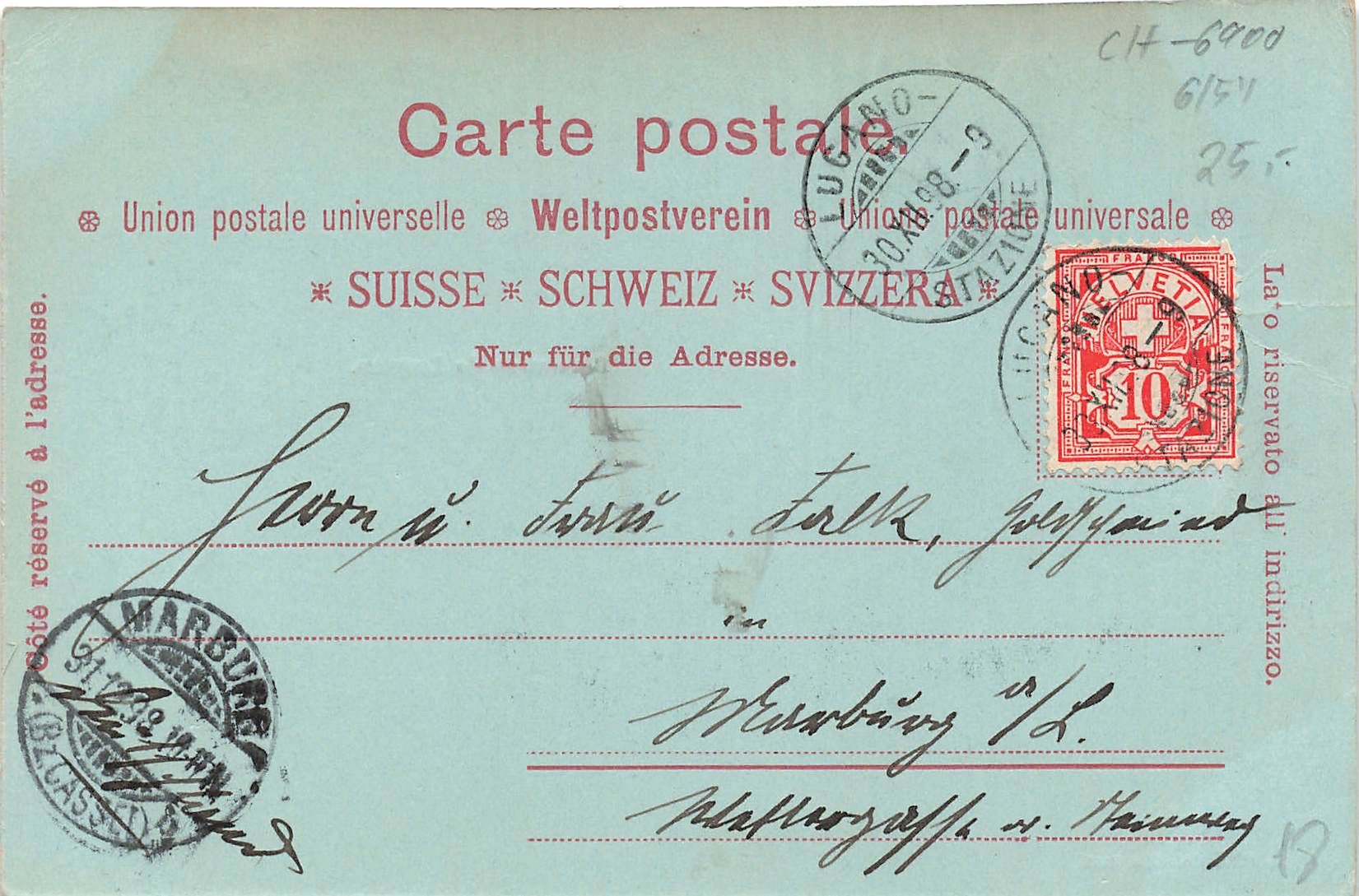 Ansichtskarten: Panorama Lugano 1898 animata pescatori – Gebraucht aus Biasca von Blenio71 1