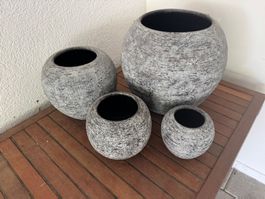 4er Set Ton Blumentöpfe, Dekoration für den Garten