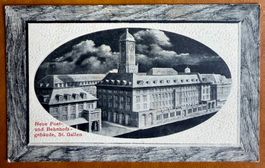St. Gallen - Neue Post und Bahnhofs Gebäude 1912