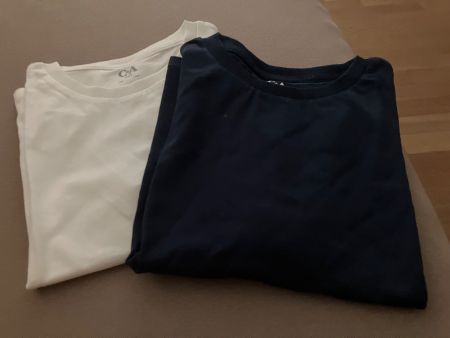 2 Kinder Shirt neu, Gr. 122, Col. weiss und schwarz, C&A