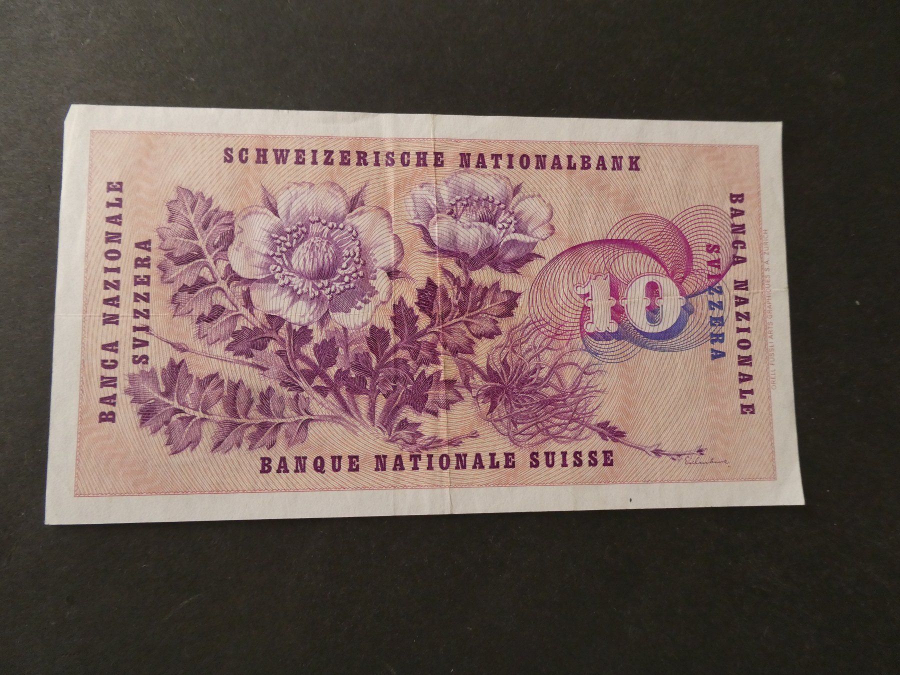 Banknoten: Schweiz 1963, 10 Franken – Gebraucht aus Hinterforst von Rohusri 1