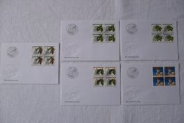 Pro Juventute 1992 5 FDC 4er-Blocks SBK J323 - J327
