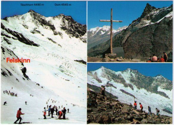 Cartoline postali: Saas Fee - 3 Bild AK Felskinn – Usato da Binningen venduto da Mountainrider