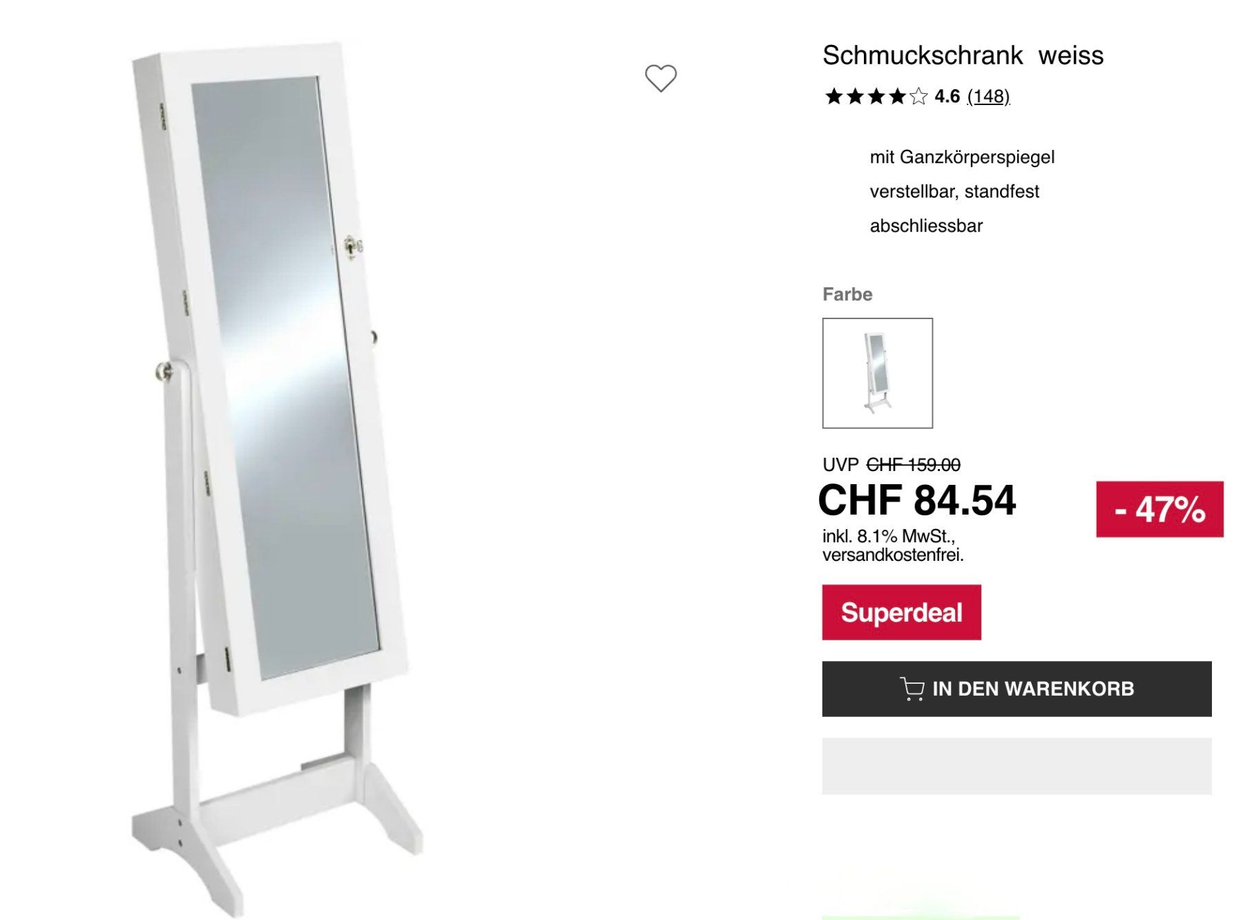 Specchi: Spiegel Schmuckschrank – Nuovo e nell'imballaggio originale da Bern venduto da Kraehe1 3