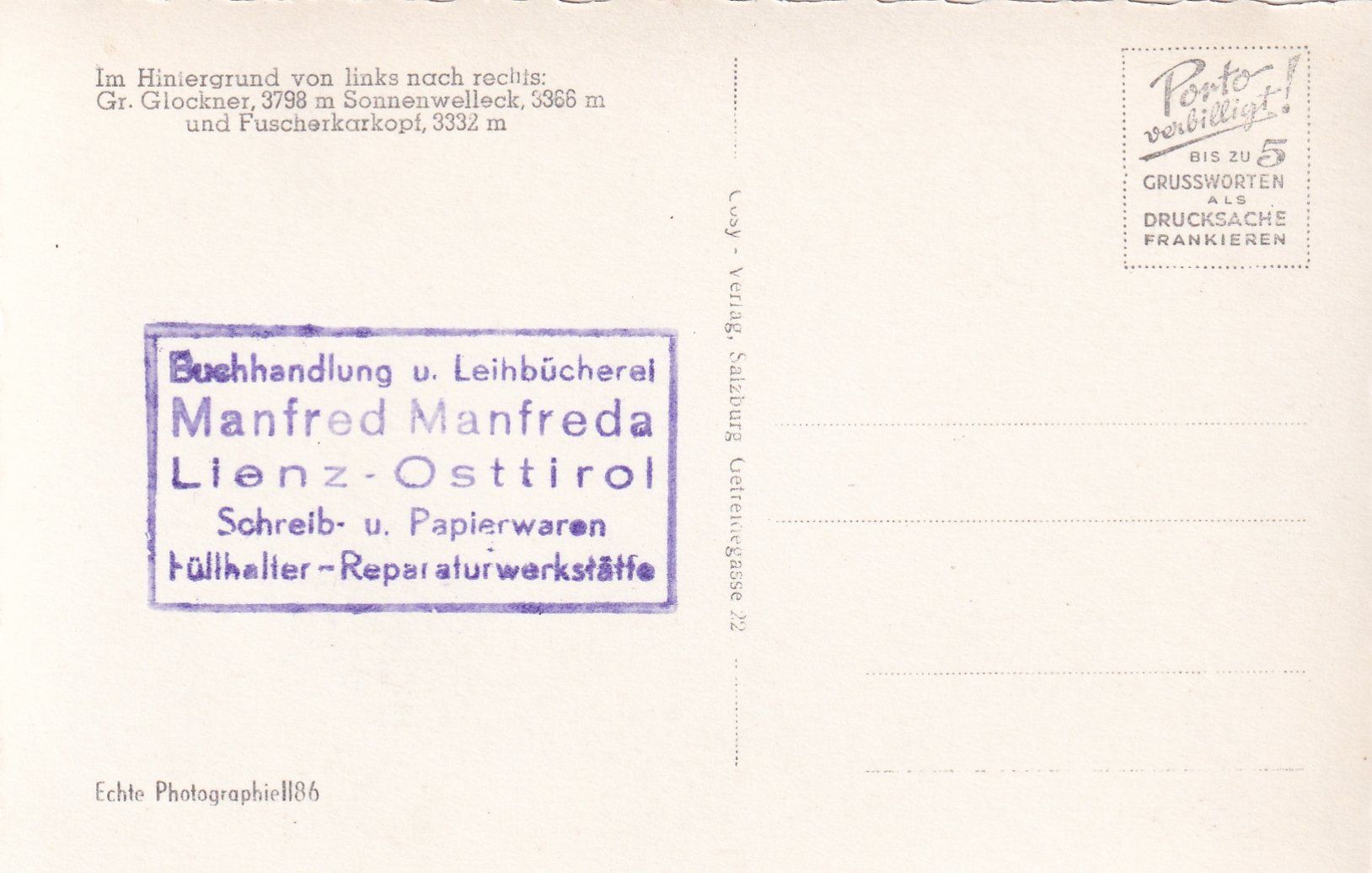 Cartoline postali: Grossglockner-Hochalpenstrasse /bc – Usato da Hombrechtikon venduto da Rudolf07 1