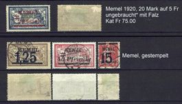 Memel 1920 ungebr* und gestempelt