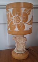 Versand möglich! Vintage Alabaster Lampe, Blumendekor
