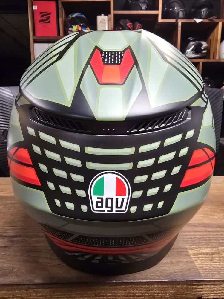 AGV Caschi & visiere: Casque AGV intégral K3Multi Decept olive vert/rouge/noir mat – Nuovo e nell'imballaggio originale da Yverdon-les-Bains venduto da MotoFactory. 4