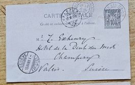 FRANCE entier postal AIX-LES-BAINS - CHAMPERY, 1888