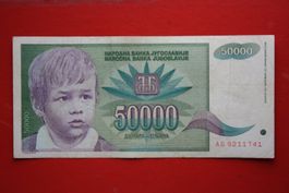 currency banknote jugoslavija 1992