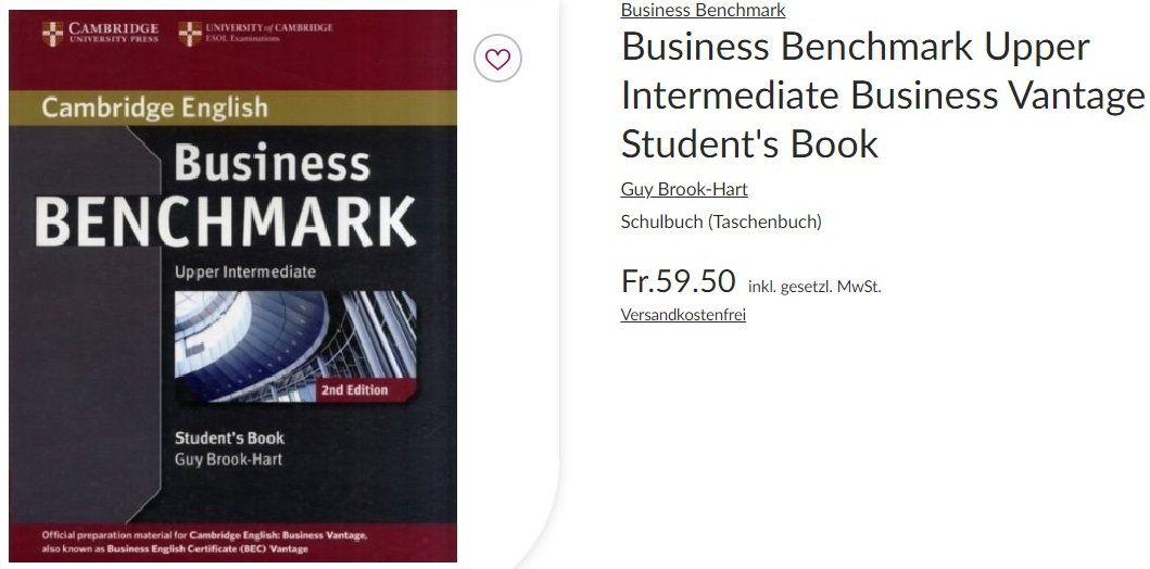 Livres: «Business BENCHMARK» Student's Book, Upper Intermediate. Guy – Neuf (Voir description) à Dietikon par Chance_007 2
