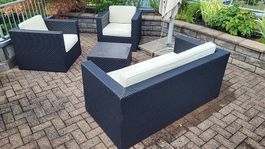 Rattan-Gartenlounge mit Tisch für 4 Personen