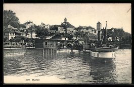 Murten, Uferpartie mit Bootsanlegestelle