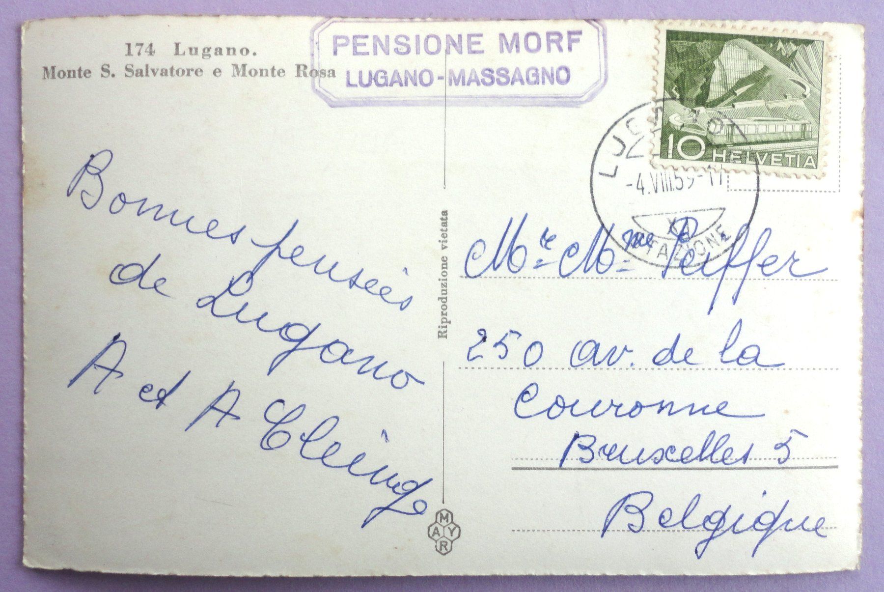 Cartoline postali: Lugano - Mte S. Salvatore e Mte Rosa – Usato da Fétigny venduto da Billy2miny 1