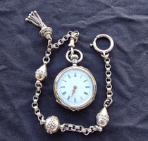 Damentaschenuhr Silber mit Uhrenkette