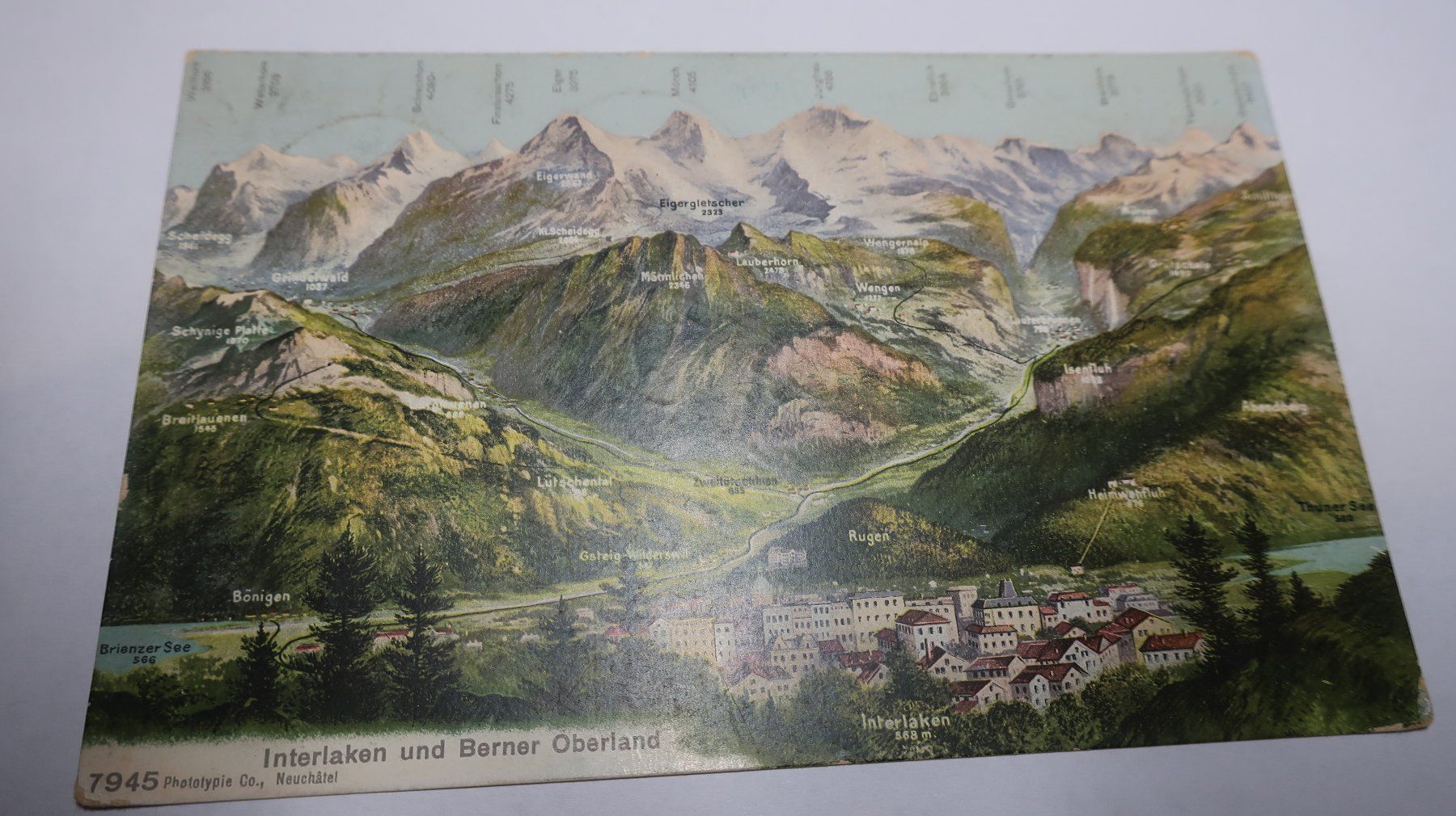 Cartoline postali: Interlaken und Berner Oberland Panorama 1906 – Usato da Cormoret venduto da Pascalll2001 1
