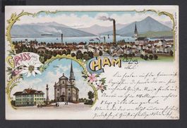 Cham  ZG   -   alte Litho Ansichtskrte gestempelt 1903