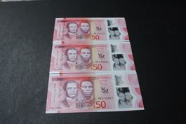 Jamaïque 3 x 50 Dollars UNC